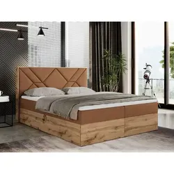 Boxspringbett Gunar 160x200 mit Bettkasten und Matratze H4 - Robustes Polsterbett mit Doppelbettkasten für Stauraum und PREMIUM-Multipocket-Matratze für optimalen Schlafkomfort in 7 Härtezonen.