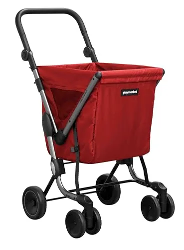Playmarket We Go Premium Einkaufstrolley, leicht, faltbar, nachhaltiges wasserdichtes Textil, Verstellbarer Lenker und drehbare Hinterräder, Fassungsvermögen 55 l