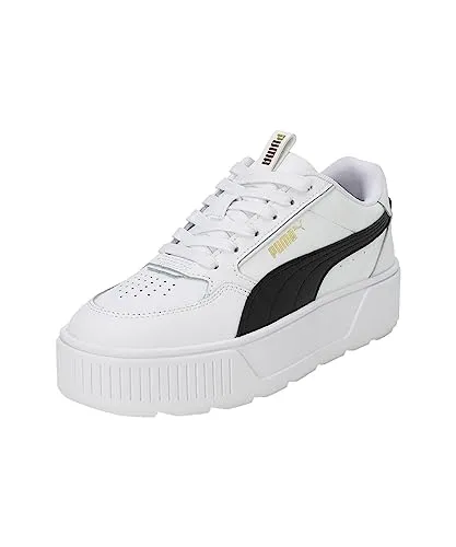 PUMA Karmen Rebelle Sneaker Damen - Stilvoller Komfort in puma white-puma black - Schuhe aus wetterfestem Leder mit 4 cm Plateau, ideal für Fashion-Liebhaber. Die Perforationen sorgen für optimale Belüftung und hohen Tragekomfort.