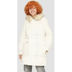 QS Damen 2149857 Mantel mit abnehmbarem Kunstfell, Weiß 510, 36 - Funktionsjacke mit abnehmbarem Kunstfell, ideal für wechselhaftes Wetter und stilvoller Schutz.
