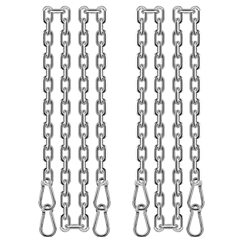 Aimeke 2 Stück Rundstahlkette 3mm Ø Edelstahlkette 1 Meter Metallkette mit 8 Karabiner Edelstahl Ketten Verlängerungskette für Hängesessel Kette Hängematten Sandsäcke