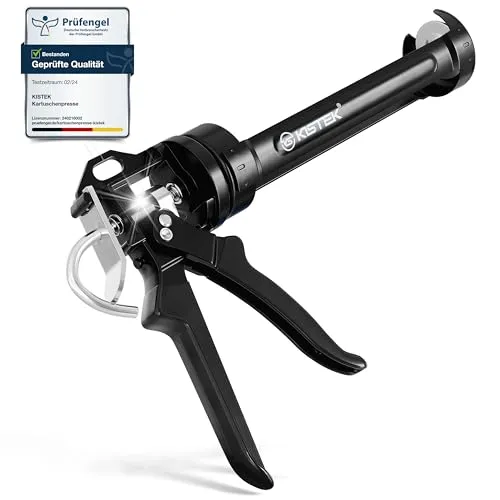 KISTEK® Profi Kartuschenpresse [150-310ml] - Silikonspritze mit 24:1 Übersetzung inkl. Ratgeber - Kartuschenpistole mit gummierten Griffen - Silikonpistole für Silikon, Acryl, Mörtel & Klebstoffe