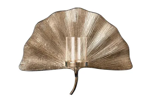 Wand Kerzenständer Silber Ginko Blatt 43 cm