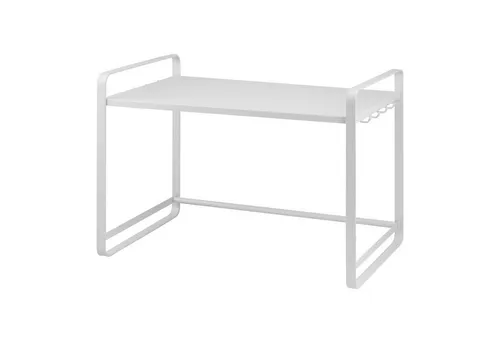 bremermann Mikrowellenregal mit Hakenleisten - Standregal aus pulverbeschichtetem Metall, ideal für Mikrowellen und Küchenelektrogeräte. Mit 2 Hakenleisten für zusätzlichen Stauraum und modernes Design.