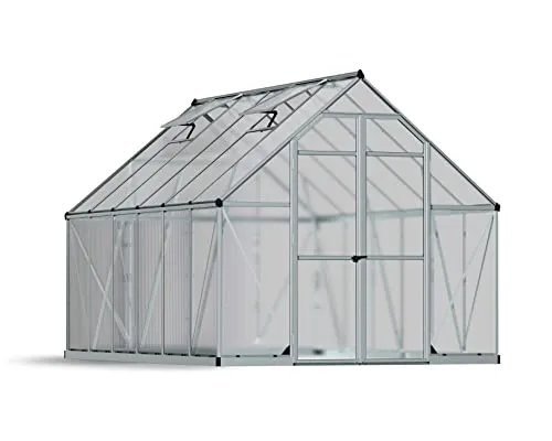 Palram Canopia Gewächshaus 366x243cm - Aluminium Silber - Garten-Zubehör mit einfacher Montage und regulierbaren Belüftungsöffnungen für optimale Pflanzenpflege. 5 Jahre Herstellergarantie.