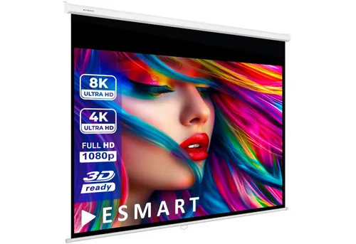 ESMART Professional MIROLO Rollo Leinwand - 4:3-Leinwand mit ESMART PerfectWhite 2 Tuch für brillante Projektionen, ideal für Heimkino und Präsentationen, mit einfachem Montage- und Einfahrmechanismus.