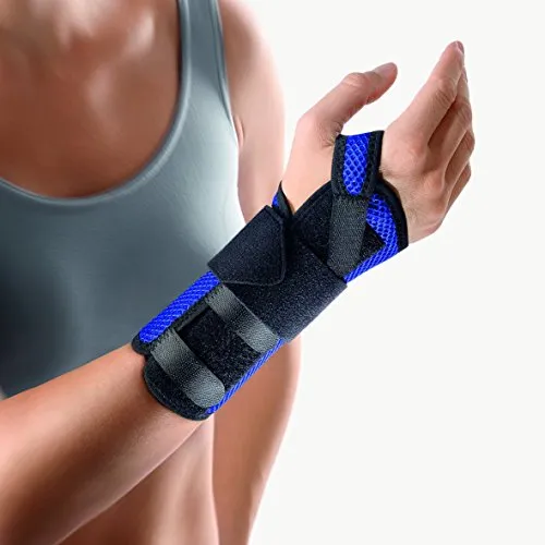 Bort 112730 medium links blau ManuStabil kurz Handgelenkorthese, rechts oder links tragbar in verschiedenen Farben, links medium, blau
