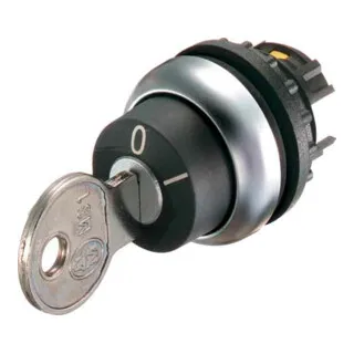 Eaton Schlüsseltaste M22-WS-MS5 - Schlüsseltaster mit IP66 Schutzart, ideal für anspruchsvolle Anwendungen, ausgestattet mit einem Titan-Frontring und zwei Schaltstellungen für flexible Nutzung.