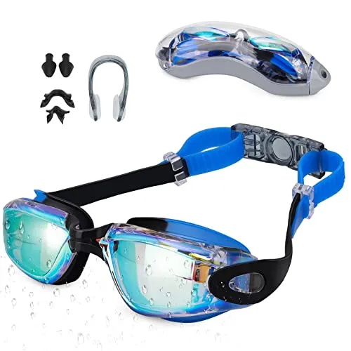 Schwimmbrille mit Nasenschutz - Schwimmbrille für Unisex mit Anti-Beschlag und UV-Schutz, ideal für sicheres und komfortables Schwimmen.