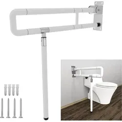 Bad Stützklappgriff 60cm Klappgriff Stützgriff Haltegriff Edelstahl Duschgriff Aufstehhilfe 200 kg belastbar für Toilette WC Dusche - Weiß