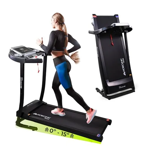 Mobiclinic® Klappbares Laufband mit Bluetooth-Lautsprechern - Laufband für Home Gym, bis 12 km/h, 3 Steigungsmodi und 12 Trainingsprogramme für individuelles Training. Geräuschlos und kompakt, ideal für kleine Räume.