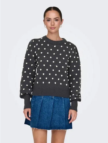JDY Pullover in Anthrazit - L - Stylischer Pullover aus recyceltem Polyester mit Puffärmeln, ideal für einen nachhaltigen Look. Perfekt für jeden Anlass!