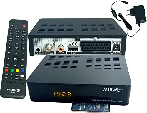 Amiko MIRA3 HD Sat Receiver - TV-Receiver mit Aufnahmefunktion und Timeshift, unterstützt 1080p FHD und bietet zahlreiche Anschlussmöglichkeiten wie HDMI und USB für maximale Flexibilität.