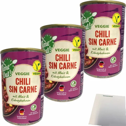 Time Out Chili sin Carne 3er Pack 3x400g Dose usy Block