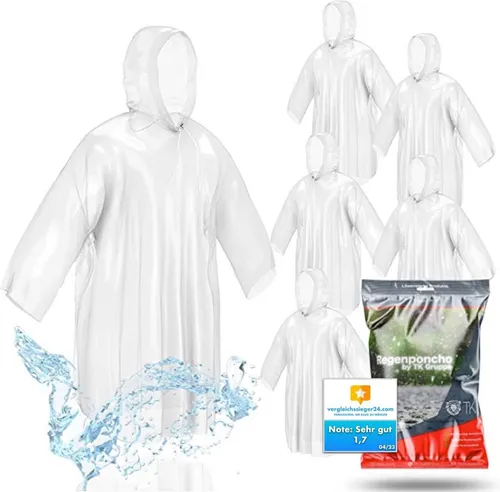 Travelfreund® Regenponcho 8x Einweg Regenjacke mit Kaputze transparent Einheitsgröße Regenschirm (8-St)