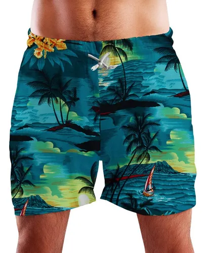 King Kameha Badeshorts Surf Funky Hawaii Bade-Shorts Mesh-Einsatz Verschluss Kordelzug Mit integriertem Mesh-Innenslip für extra Komfort