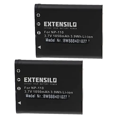 EXTENSILO 2X Akku Ersatz für Casio NP-160, NP-110DBA, NP-110, NP-110L für Kamera (1050 mAh, 3,7 V, Li-Ion)