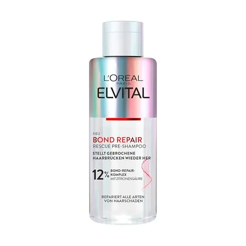L'Oréal Paris Elvital Bond Repair Rescue Pre-Shampoo, pflegende Aufbaukur zur Haarreparatur, gegen Haarschäden, für weniger Haarbruch und mehr Glanz, mit Bond-Repair-Komplex und Zitronensäure, 200ml