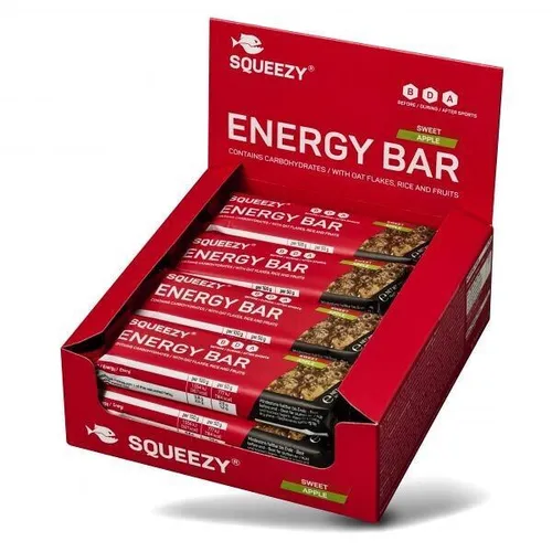 Squeezy Energy Bar - Apfel, 12 x 50 g Box - Proteinreicher Snack für Energie und Ausdauer, ideal für Sportler und unterwegs.