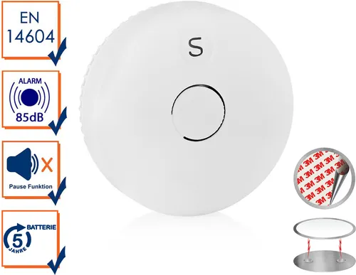 Rauchwarnmelder fotoelektrisch austauschbare Batterie, auch für Küche & Klebeset