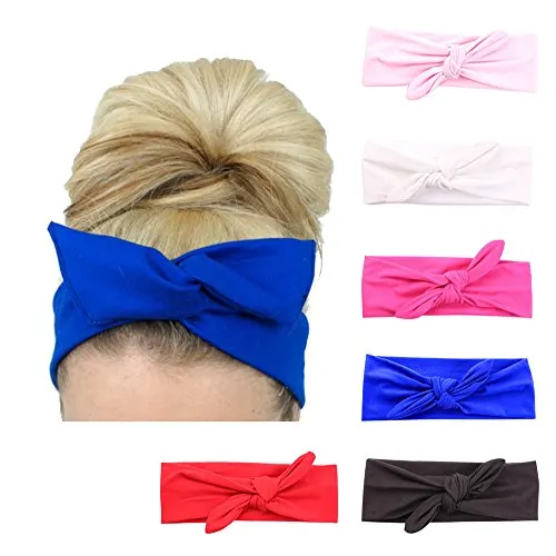 Damen Stirnband mit Knoten, Haarband / Zubehör für Sport oder zum Laufen, 6 Pack