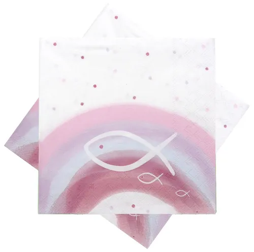 Servietten Fisch Rosa Regenbogen Tischdeko Kommunion Konfirmation Taufe 20 Stück
