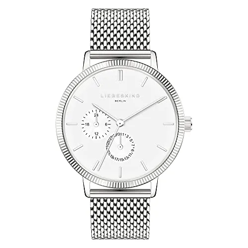 Liebeskind Berlin Multifunktionsuhr LT-0307-MM Silber - Armbanduhren für Mädchen – Hochwertige Multifunktionsuhr aus Edelstahl mit komfortablem Meshband und Easy-Change-System für einfachen Bandwechsel.