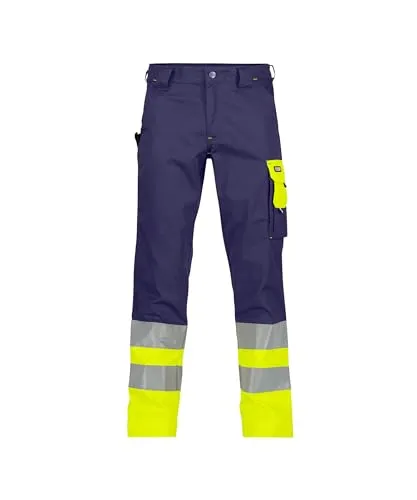 Omaha Warnschutzhose, dunkelblau/neongelb - Arbeits- & Schutzkleidung mit 70 mm-Reflexstreifen für optimale Sichtbarkeit, ideal für sicheres Arbeiten bei schlechten Lichtverhältnissen.