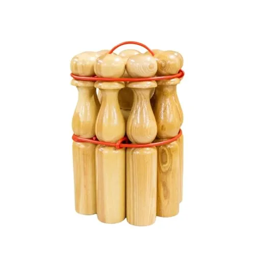 GICO Kegelspiel Kegel Set Bowling aus Holz – Spielspaß für die ganze Familie - Bowling Set aus stabilem Massivholz, geeignet für drinnen und draußen. Perfekt für alle Altersgruppen – garantiert stundenlangen Spielspaß!
