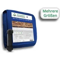 Schutzplane Abdeckplane Wasserdicht - 120g/m2, Gewebeplane mit Ösen (Verstärkte Gummiecken - Plane Wasserdicht UV-Schutz für Gartenmöbel), Bauplane, Zeltplane inkl. Seil blau 150 cm x 600 cm
