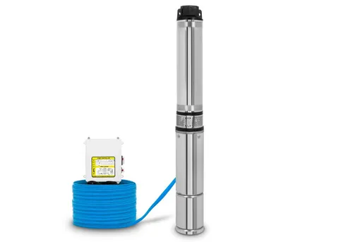 EBERTH Tiefbrunnenpumpe 370W aus Edelstahl - Wasserpumpen - Robuste Tiefbrunnenpumpe mit 31m Förderhöhe, ideal für kostenlose Gartenbewässerung und unabhängige Wasserversorgung. Integriertes Schmutzsieb für klares Wasser.