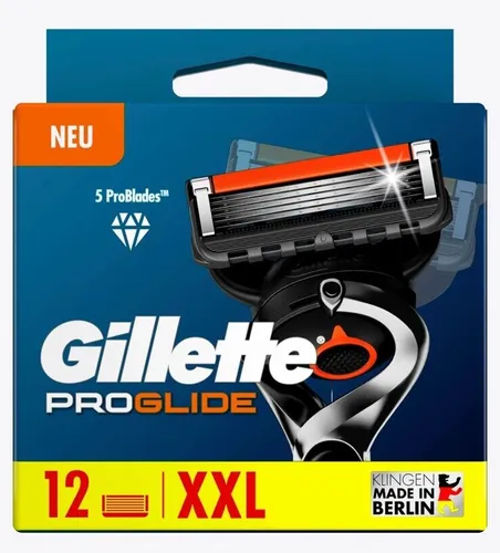 Gillette Proglide Rasierklingen 12er Pack XXL - Herren Rasierklingen mit 5 Klingen für eine glatte Rasur, hergestellt in Berlin und ideal für den täglichen Gebrauch.