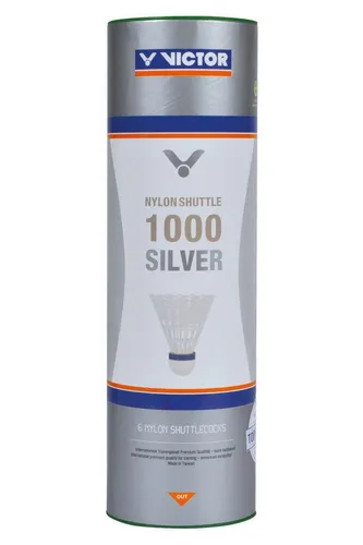 VICTOR Badmintonball Shuttle 1000 Nylon/Korkfuss Dose weiss 6er, Geschwindigkeit: langsam