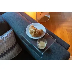 queence Beistelltisch Ablagefläche für Sofalehne, Tablett, Tisch, Acrylglas Sofa, Sofa Acryl Ablage in verschiedenen Abmessungen erhältlich weiß rechteckig | 35 cm x 25 cm x 10 cm