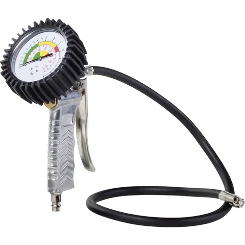Aerotec Druckluft-Reifenfüller 10 bar - Praktischer Reifenfüller bis 10 bar, ideal für Heimwerker. Mit 85 cm Schlauch und großem Manometer für präzise Druckmessung. Inklusive 3er Adapterset für Bälle, Fahrräder und Luftmatratzen.