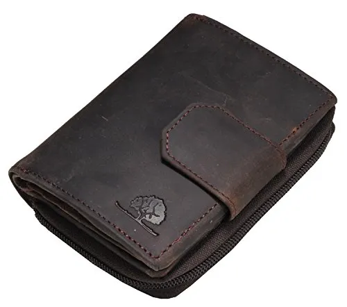 Greenburry Geldbörse Vintage Revival 1959 - Braun - Portemonnaie aus naturbelassenem Rindleder mit elegantem 'used Look', 20 Fächer für Karten und Bargeld, ideal für den täglichen Gebrauch.