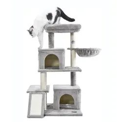 Home Deluxe Kratzbaum RUBY - Eleganter Rückzugsort für Katzen - Katzenbäume - Moderner Kratzbaum RUBY in Grau, 100 x 49 x 49 cm, idealer Wohlfühlort und Blickfang für Deine pelzigen Freunde.