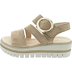 Gabor Sandalette beige 42 EU (8 UK) - Wanderschuhe in Größe 42, aus hochwertigem Veloursleder, mit praktischem Klettverschluss und komfortablem Keilabsatz für optimalen Halt und Stil.