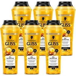 Gliss Kur Oil Nutritive Shampoo Geschmeidigkeit 250ml - 6er Pack - Shampoo für geschmeidiges, glänzendes Haar mit 8 wertvollen Ölen und Keratin. Repariert Haarstrukturen und reduziert Spliss für gesundes, starkes Haar.