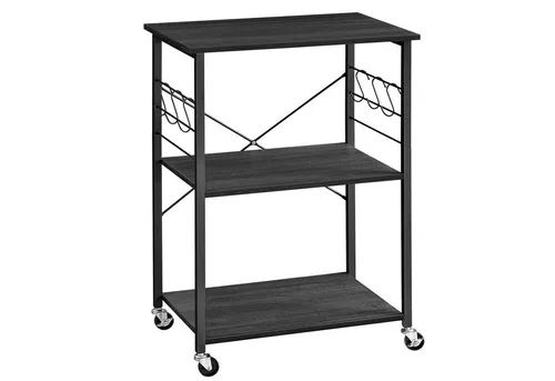 VASAGLE Küchenregal auf Rollen, Servierwagen mit 3 Ebenen in schwarz von VASAGLE