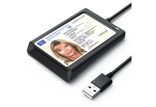 CSL Speicherkartenleser USB Smart Card Reader mit NFC, Chipkartenleser, SIM Kartenlesegerät, für Personalausweis Gesundheitskarte Bankkarte, Win 11 komp.
