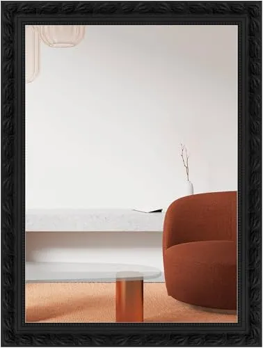 nielsen HOME Wandspiegel Francesca, 50 x 70 cm, Schwarz - Eleganter Wandspiegel im Vintage-Stil mit einem stabilen MDF-Rahmen und feinen Ornamenten. Ideal für jeden Wohnbereich und einfach zu montieren – für einen stilvollen Akzent in Ihrem Zuhause.