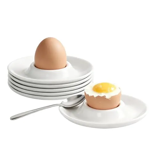 ORAGKE 6er Set Eierbecher Plastik Stapelbar, Eierbecher Weiß Kunststoff, Rund, Bruchsicher, Lebensmittelecht, Spülmaschinenfest bis 80℃, Hochwertiger Eierhalter für Frühstück, Esstisch, Camping
