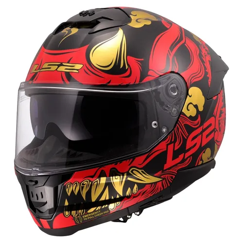 LS2 STREAM II DRAKO Gloss Black Red, XL - Motorradhelm mit leichtem KPA-Gehäuse und Doppelvisiersystem für optimalen Schutz und Komfort. Ideal für sichere Fahrten mit modernem Design.