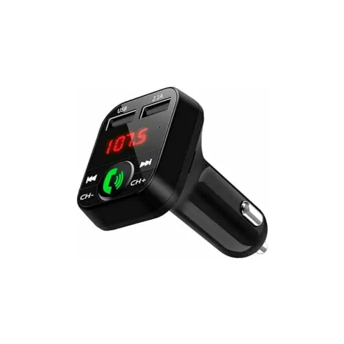 NK Bluetooth V5.0 FM Transmitter für Auto und LKW 12/24V - Freisprecheinrichtung, Musikplayer +EDR, Radioempfänger Adapter, Dual USB Schnellladung 2.1A, NK-FM2102