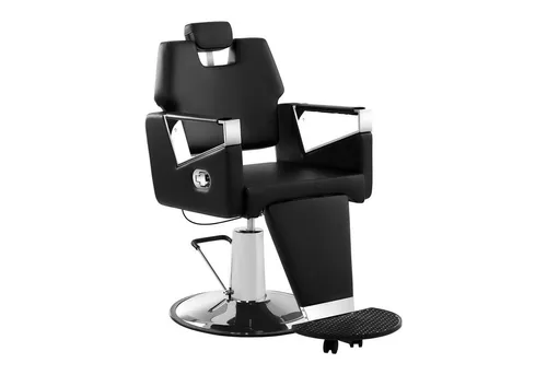 Physa Friseurstuhl Turin Black - Höhenverstellbar & Drehbar - Friseurstuhl aus ECO-Leder, ergonomisch mit bequemer Polsterung, hydraulisch höhenverstellbar (39-51 cm) und 360° drehbar. Ideal für Friseure mit stabiler Stahlkonstruktion und großer Fußstütze.
