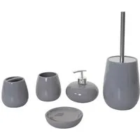 MCW Badset C72 5-teilig Grau – Stilvolles Badezimmer-Set - Dieses 5-teilige Bad-Set aus hochwertiger Keramik sorgt für Ordnung und Stil in Ihrem Bad. Inklusive Seifenspender, Zahnbürstenhalter und mehr – ideal für jedes Badezimmer!