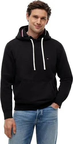 Tommy Hilfiger Herren Hoodie Essential Fleece Regular Fit, Schwarz (Black), 3XL - Kapuzenpullover für Herren, ikonisches Design mit hohem Tragekomfort, perfekt für Sport und Alltag.