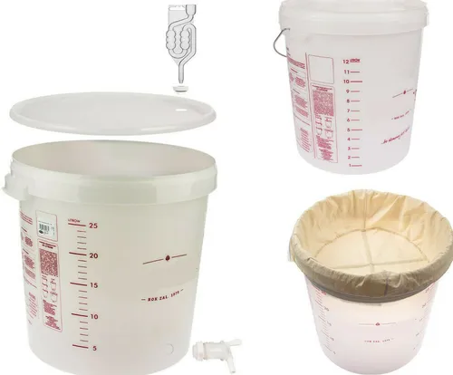 Gärbehälter SET 30L+15L+Gärrohr+ Hahn+Stopfen+Filterbeutel Gäreimer Gärfass Fass