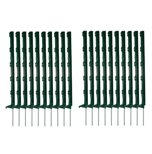 Weidezaunpfahl 20 Stück grün Kunststoff, Höhe 70cm verzinkter Bodennagel